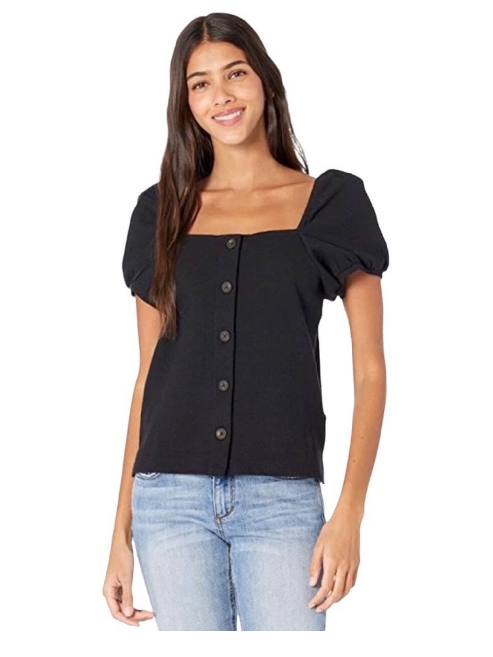 Madewell Black Puff Sleeve Top